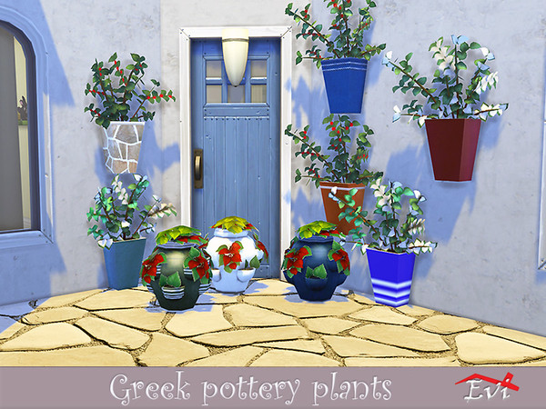 Sims 4 Greek pottery and plants by evi at TSR