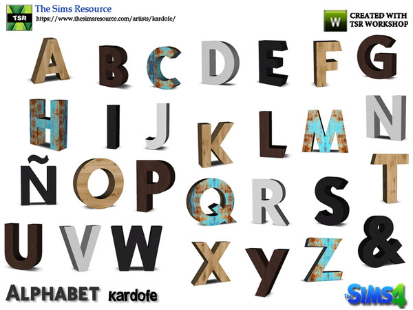 Sims 4 Alphabet by kardofe at TSR