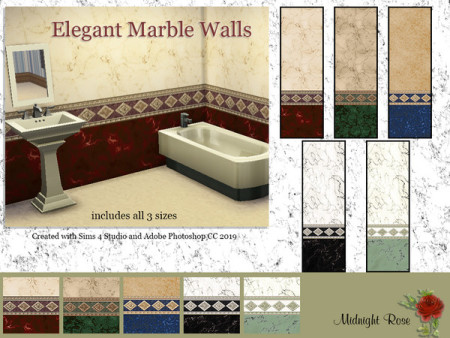 MRC Elegant Marble Bathroom Walls by MidnightRose at TSR