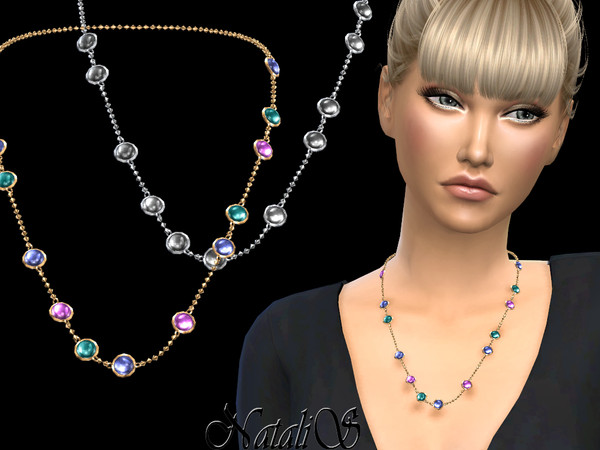 Sims 4 Mixed gemstones medium chain by NataliS at TSR