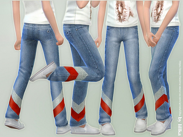 Sims 4 Girls Basic Jeans 03 by lillka at TSR