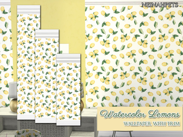 Sims 4 Watercolor Lemons Wallpaper Collection by neinahpets at TSR