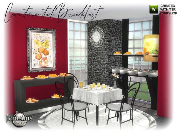 Sims 4 Continental Breakfast Dining Room by jomsims at TSR