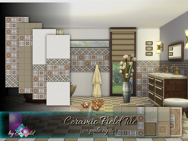 Sims 4 Ceramic Field Tile in pale oyster by emerald at TSR
