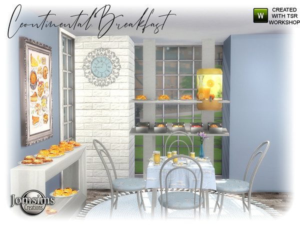 Sims 4 Continental Breakfast Dining Room by jomsims at TSR