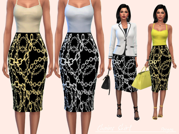 Sims 4 Chains Skirt by Paogae at TSR