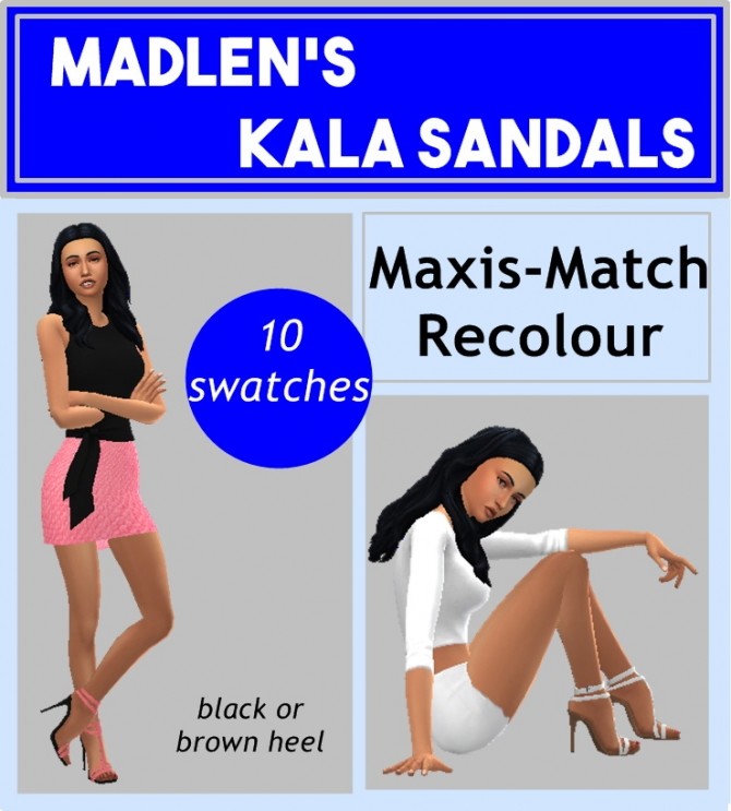 Sims 4 MADLEN’S KALA SANDALS RECOLOUR at Sims4Sue