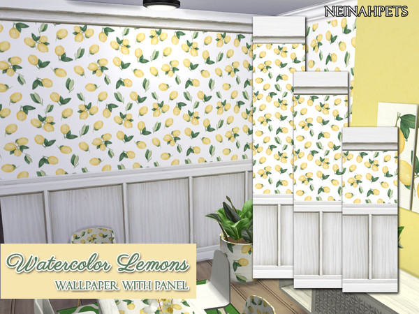 Sims 4 Watercolor Lemons Wallpaper Collection by neinahpets at TSR