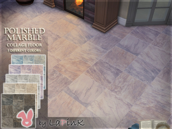 Sims 4 Polished Marble Collage Floor by LaPink at TSR