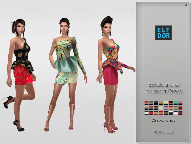 Sims 4 Belaloallure Yvonna Dress Recolor at Elfdor Sims