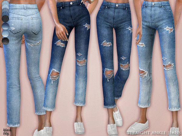 Sims 4 Straight Ankle Jeans by Black Lily at TSR