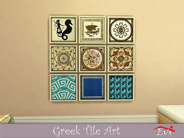 Sims 4 Greek Tile Art by evi at TSR