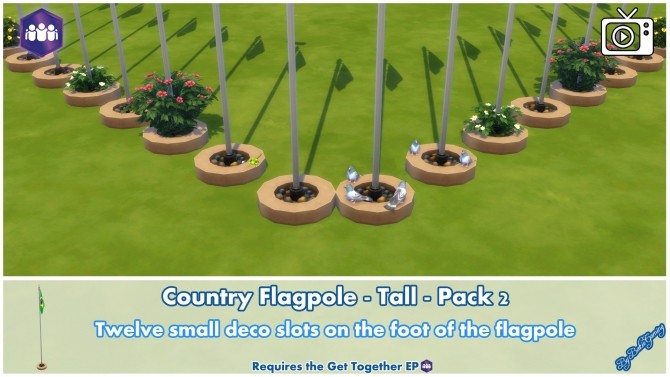 Sims 4 Animated Country Flagpoles Tall Pack 2 by Bakie at Mod The Sims
