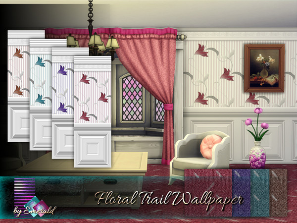 Sims 4 Floral Trail Wallpaper by emerald at TSR