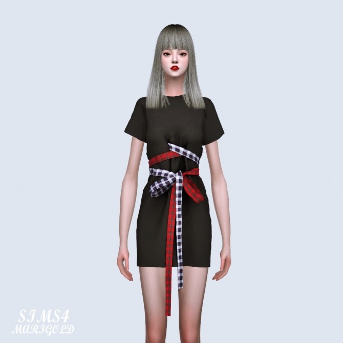 Sims 4 Lace Up Long T Dress (P) at Marigold