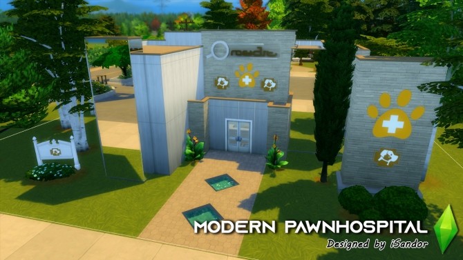 Sims 4 Modern pawnhospital Vet clinic NO CC by iSandor at Mod The Sims