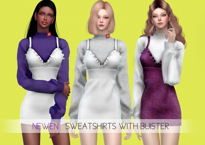 Sims 4 Sweatshirt With Bustier at NEWEN
