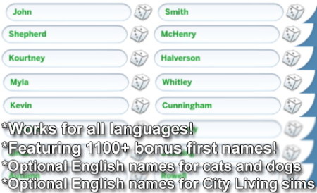 English Names in All Languages (with 1100+ bonus names) by agirlnamedtex at Mod The Sims