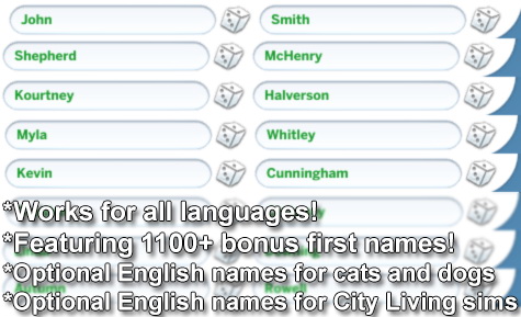 Sims 4 English Names in All Languages (with 1100+ bonus names) by agirlnamedtex at Mod The Sims