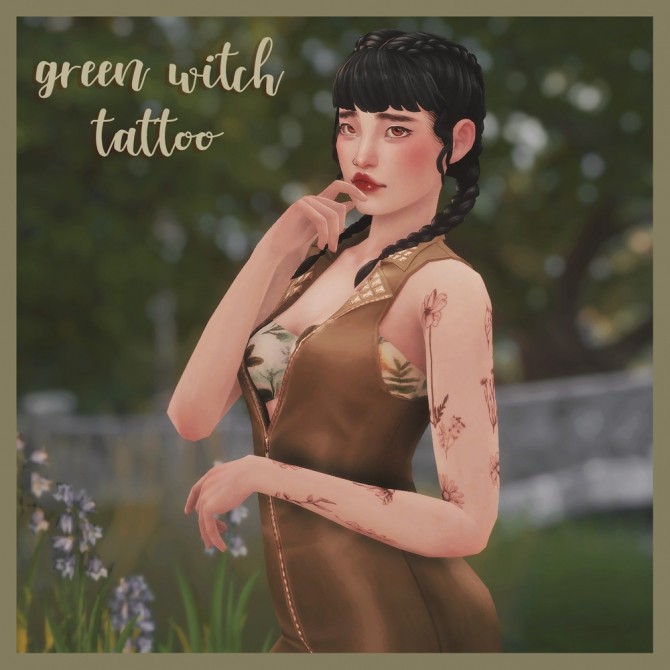 Sims 4 Green Witch Tattoo at cowplant pizza