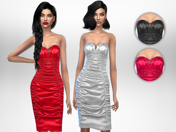 Sims 4 Chic Ruched Dress by Puresim at TSR