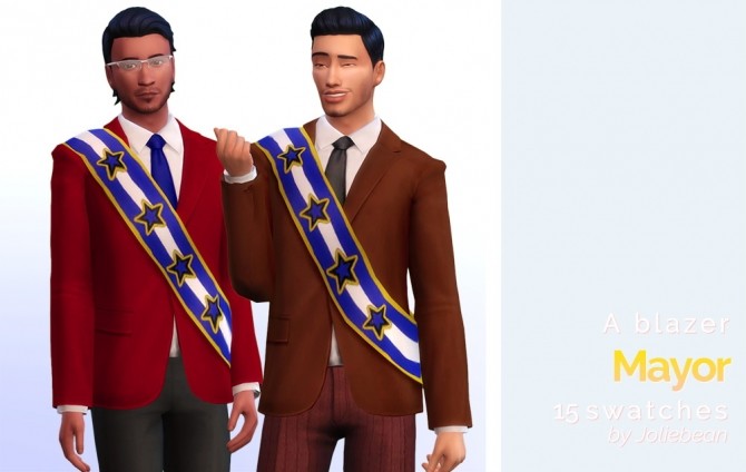 Sims 4 Mayor blazer in 15 swatches at Joliebean