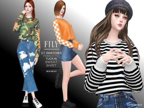 Sims 4 FILY Tuck in Sweatshirt by Helsoseira at TSR