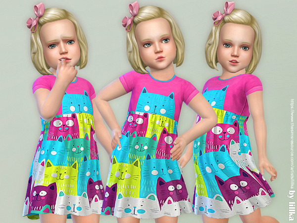 Sims 4 Cats Toddler Dress by lillka at TSR