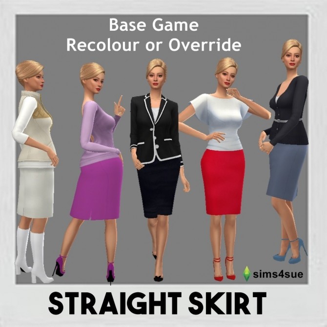 Sims 4 BASE GAME STRAIGHT SKIRT at Sims4Sue