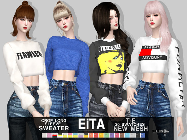 Sims 4 EITA Crop Sweater by Helsoseira at TSR