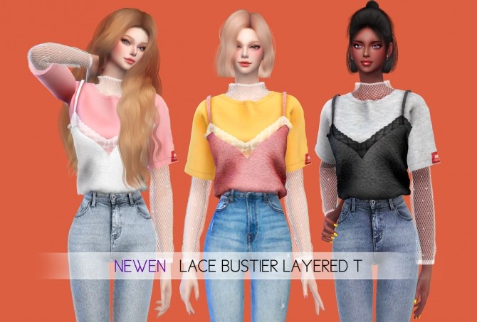 Sims 4 Lace Bustier Layered T at NEWEN