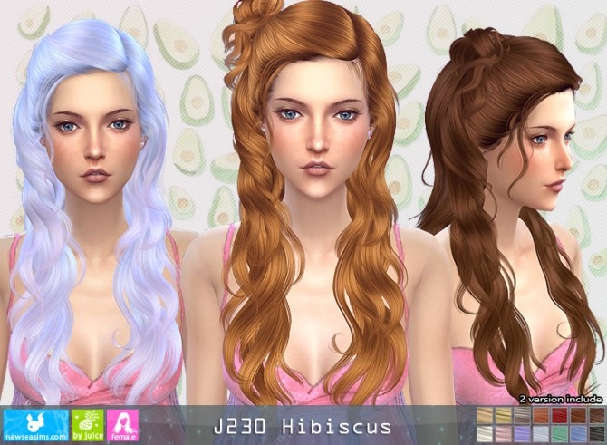 Sims 4 J230 Hibiscus hair (P) at Newsea Sims 4