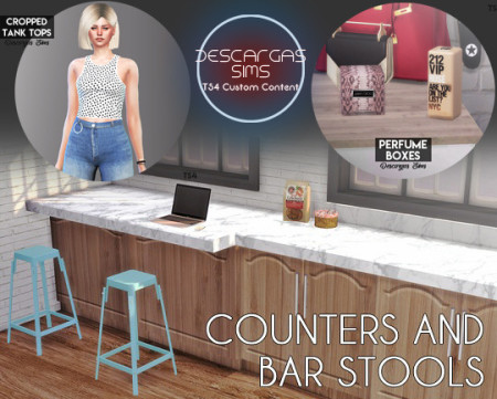 Cropped Tank Tops, Perfume Boxes & Counters and Bar Stools (P) at Descargas Sims