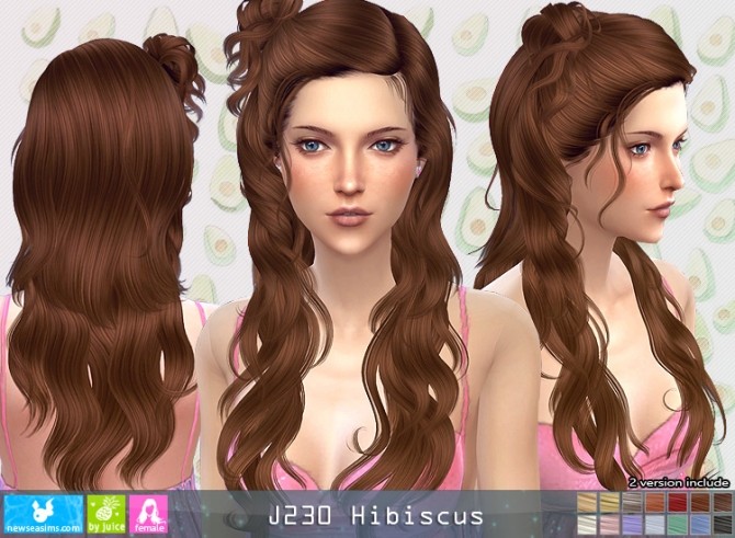 Sims 4 J230 Hibiscus hair (P) at Newsea Sims 4