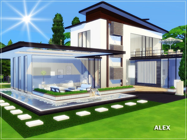 Sims 4 ALEX modern house by marychabb at TSR