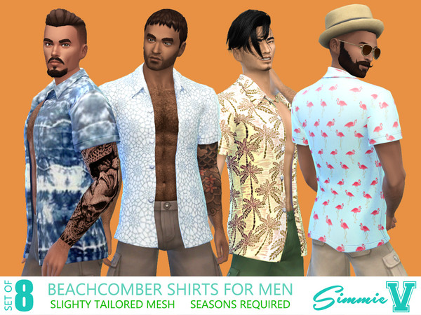 Sims 4 Beach Tops for Men by SimmieV at TSR