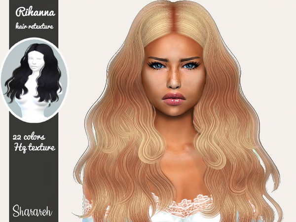 Sims 4 Rihanna hair retexture by Sharareh at TSR