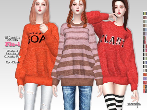 Sims 4 FLOI Oversized Sweater Top by Helsoseira at TSR