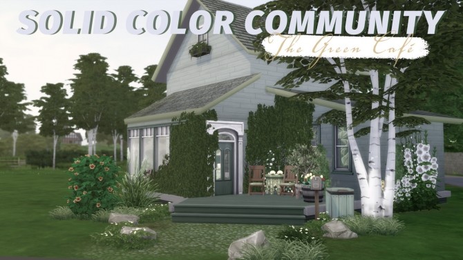 Sims 4 Solid Color Community Collab: The Green Café at GravySims