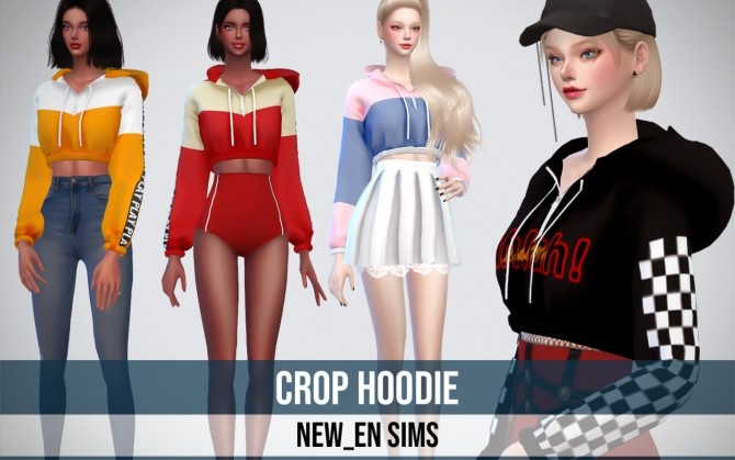 Sims 4 Crop Hoodie at NEWEN