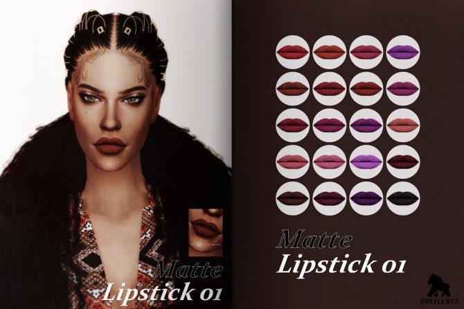 Sims 4 Matte lipstick 01 at Gorilla