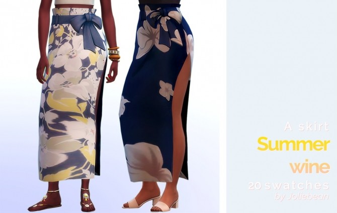 Sims 4 Summer Wine skirt in 20 swatches at Joliebean
