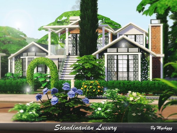 Sims 4 Scandinavian Luxury Home by MychQQQ at TSR