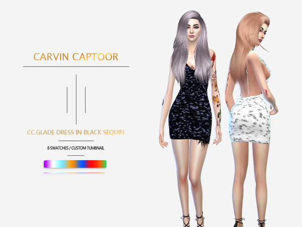 Sims 4 Glade Dress in Black Sequin by carvin captoor at TSR