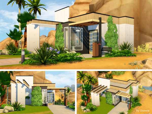 Sims 4 Concrete Start M contemporary starter home by Lhonna at TSR
