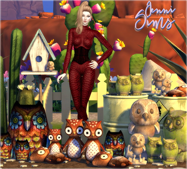 Sims 4 Decorative Owl Paradise 6 Items at Jenni Sims
