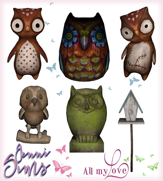 Sims 4 Decorative Owl Paradise 6 Items at Jenni Sims