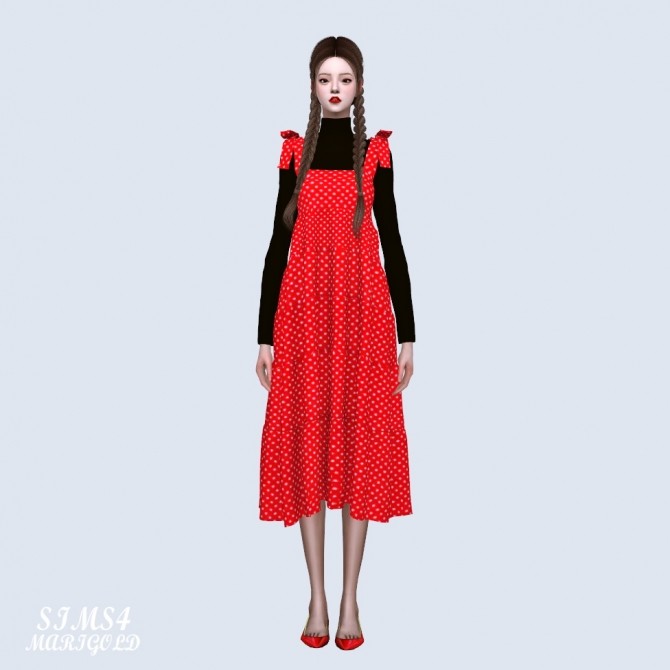 Sims 4 Ribbon Tiered Long Dress With T (P) at Marigold