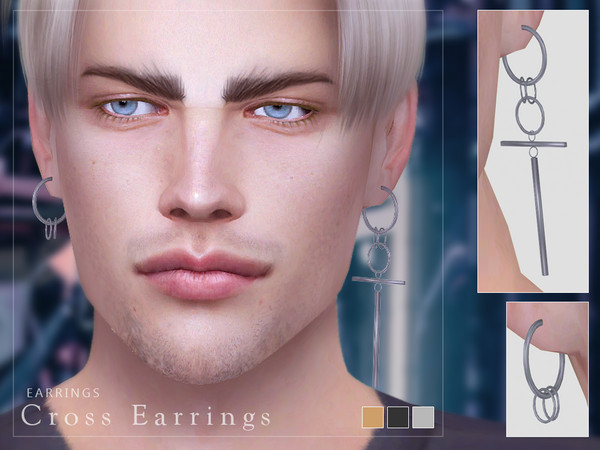 Sims 4 Cross Earrings by Screaming Mustard at TSR