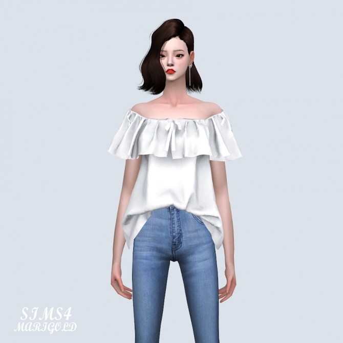 Sims 4 Spring Lovely Off Shoulder Blouse V2 (P) at Marigold